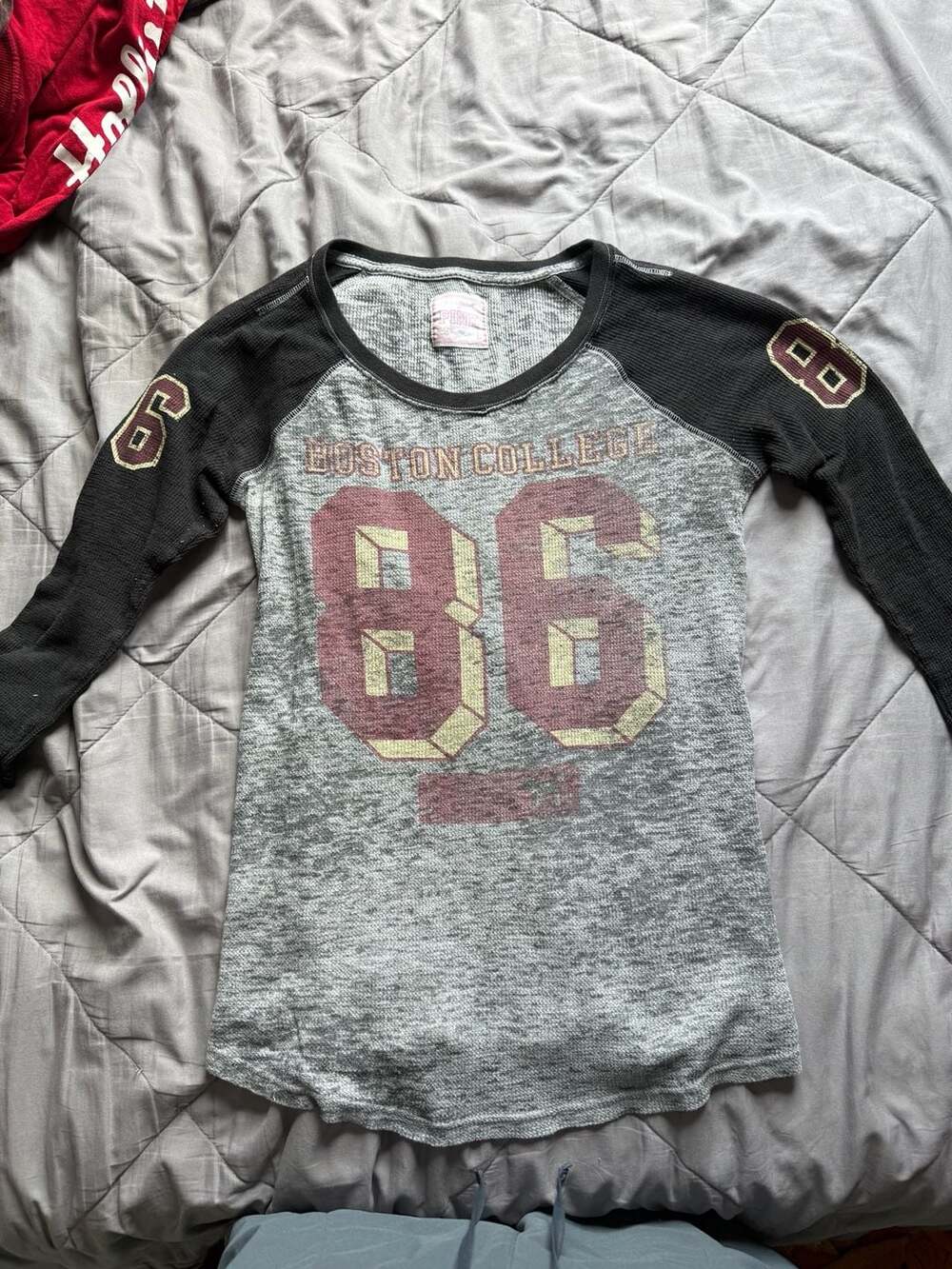Victoria's Secret PINK Boston College 86 Thermal Raglan Long Sleeve Shirt